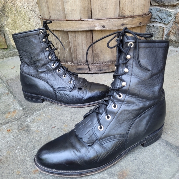 Justin Vtg Roper kiltie  vintage  boots - Picture 1 of 15